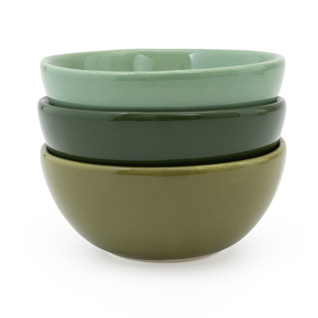 Set of 3 Olives Ceramic Dip Bowls, green, SO'HOME