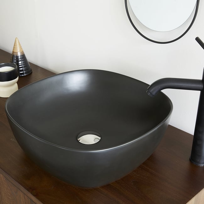 Vasque en céramique noire 41 cm  IRIS Couleur noir <span itemprop=