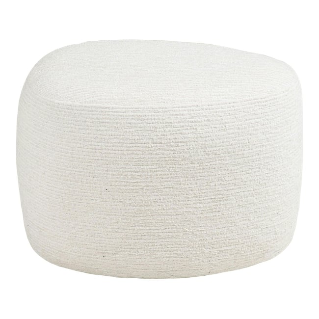 Pouf blanc tissu chenille forme organique 55 cm BERLIN Couleur blanc <span itemprop=