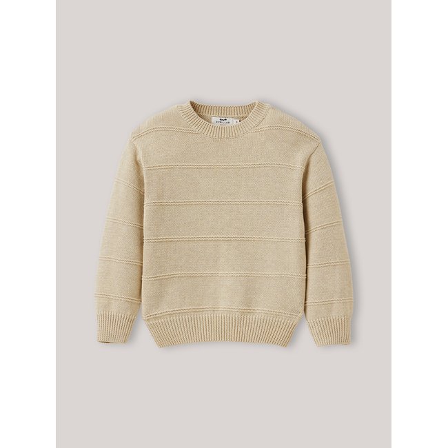 Pull rayé beige <span itemprop=