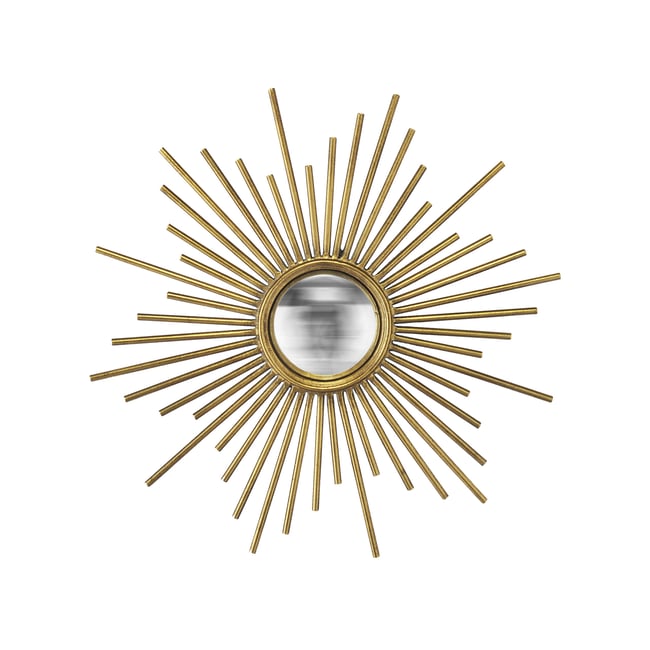Miroir soleil convexe métal 45cm Couleur or <span itemprop=