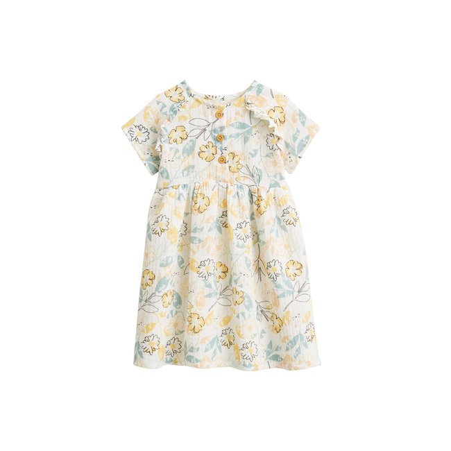 Robe bébé en gaze de coton CAPUCINE ecru <span itemprop=