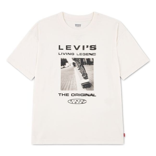 T-shirt manches courtes, photo skateur imprimée devant ecru <span itemprop=