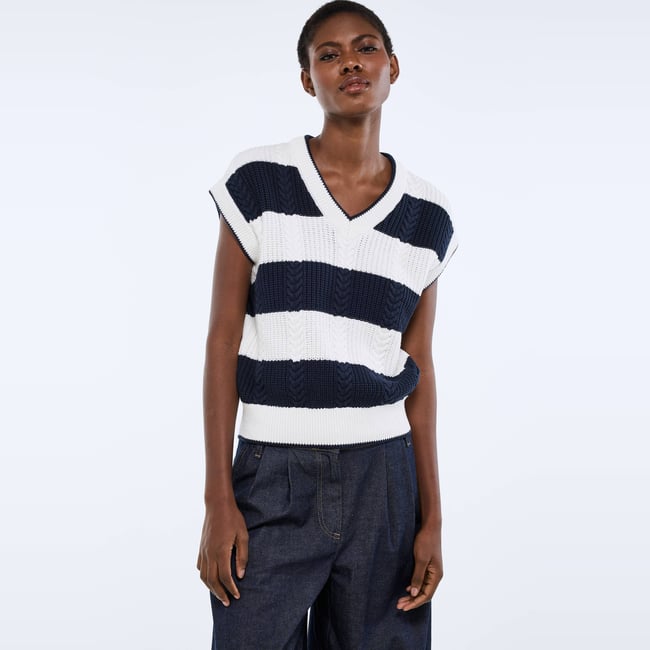 Pull sans manche torsadé en coton BIO GOTS - MONOPRIX