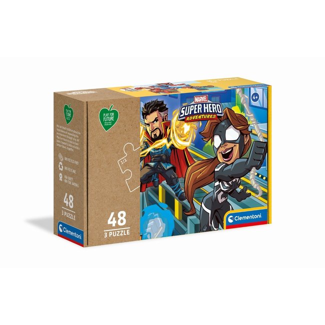 3x48 pièces play for future - marvel superhero - CLEMENTONI