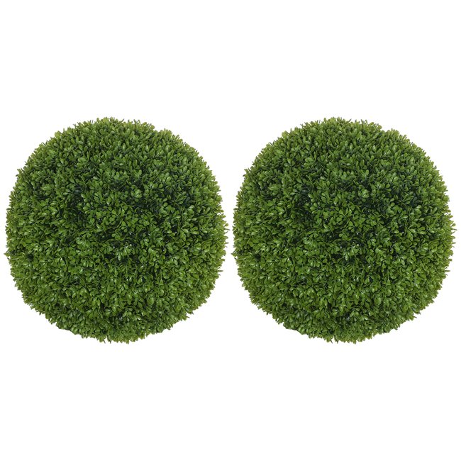 Lot de 2 buis artificiels topiaires Couleur vert <span itemprop=