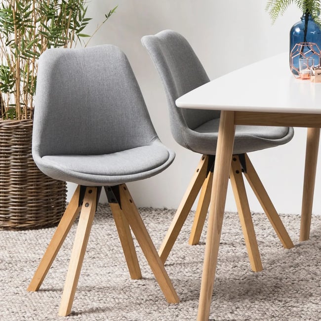 Chaises modernes bois et tissu gris (lot de 2) - EARL Couleur gris clair <span itemprop=