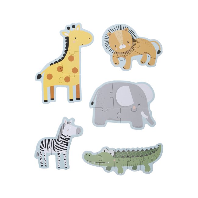 5 puzzles évolutifs 3 à 6 pièces en carton TANZANIE blanc <span itemprop=