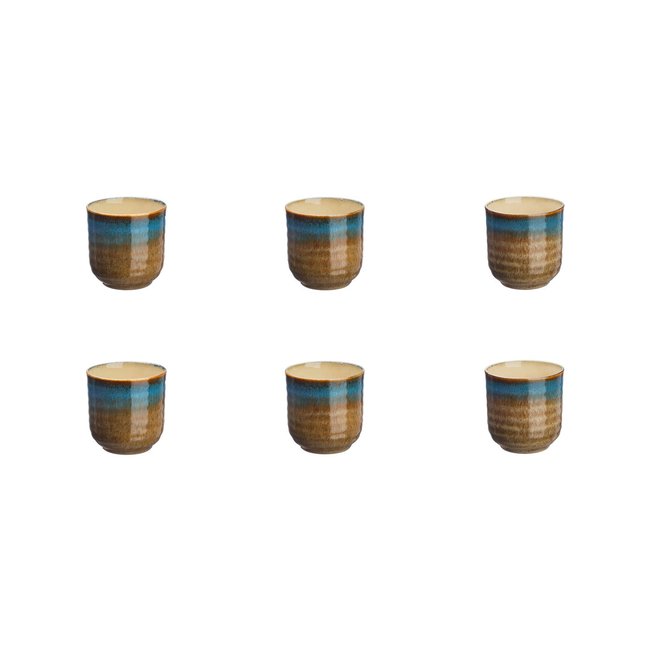 Lot de 6 tasses en grès, ISLAND Couleur kaki et bleu <span itemprop=