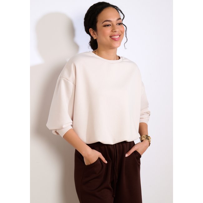 Sweat-shirt oversize lt beige <span itemprop=