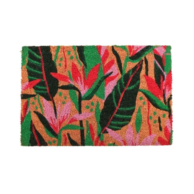 Paillasson fleurs tropicales 40x60cm Couleur vert <span itemprop=