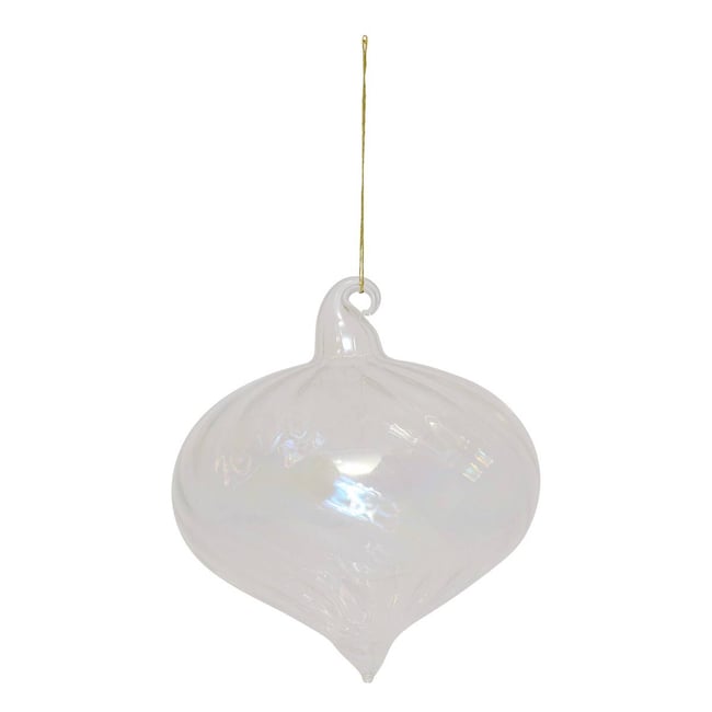 Boule forme goutte irisée 8 cm verre Couleur transparent <span itemprop=