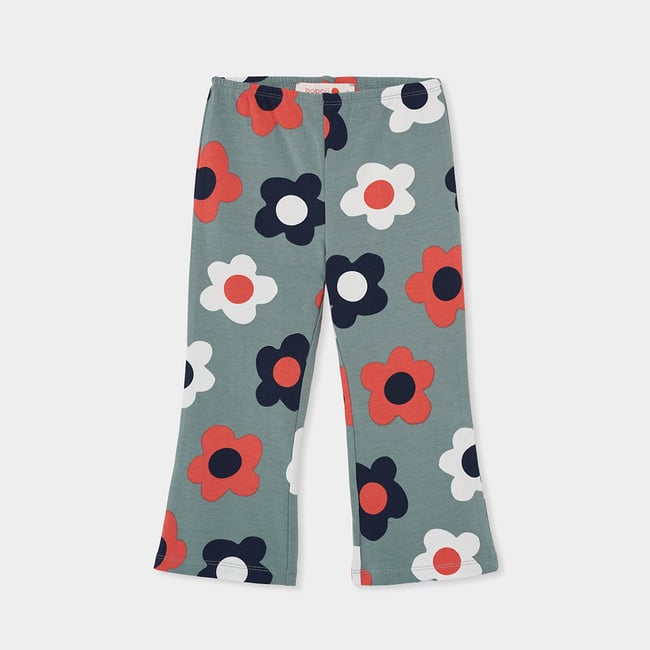 Legging fille imprimé fleurs vert <span itemprop=