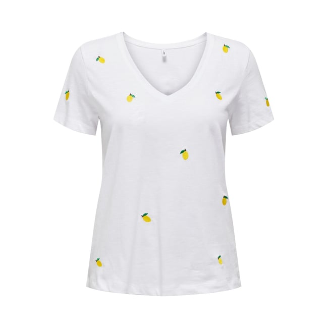 T-shirt scollo a V, ricamo - ONLY