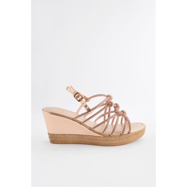 Mules avec nœud et pierres bout ouvert or rose <span itemprop=