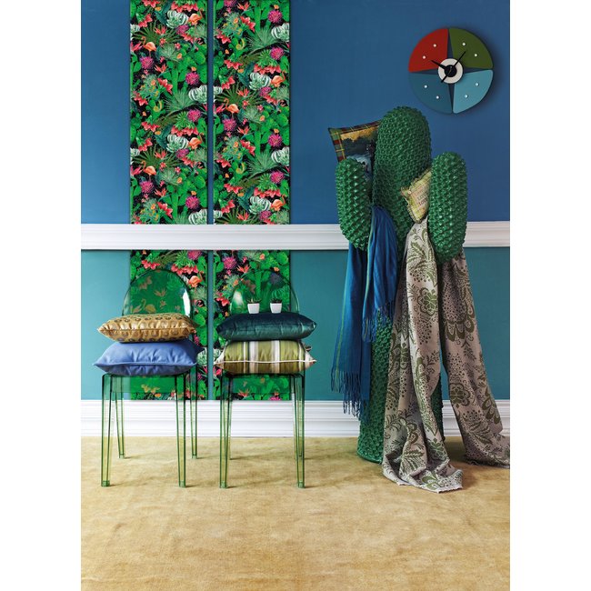 Papier peint adhésif décoratif Nature tropicale Couleur vert, fuschia, saumon <span itemprop=