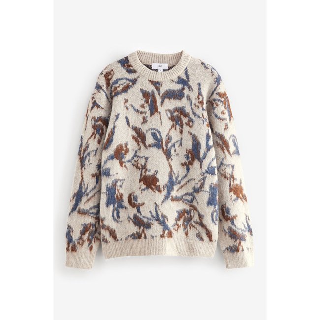 Pull ras de cou décontracté brossé à motif - NEXT