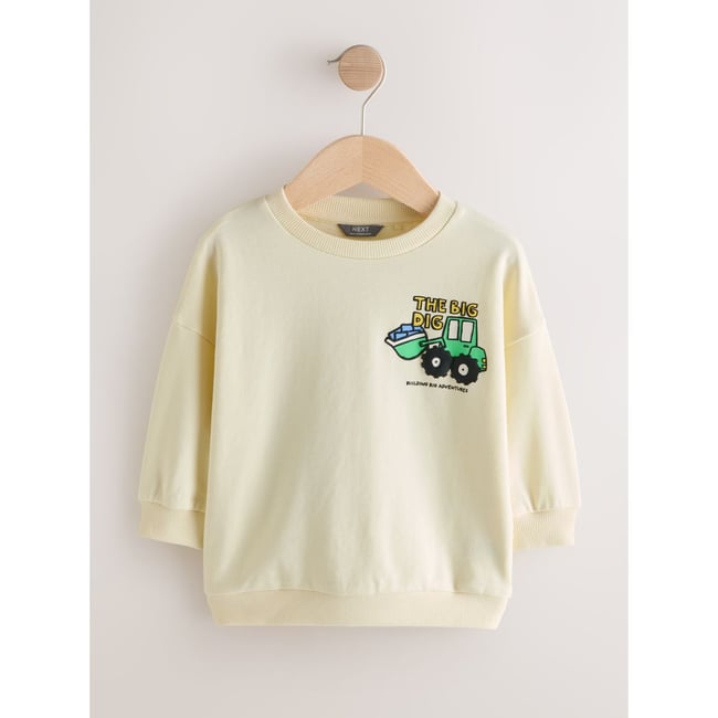Sweat ras du cou en jersey imprimé au dos crevette jaune babeurre <span itemprop=