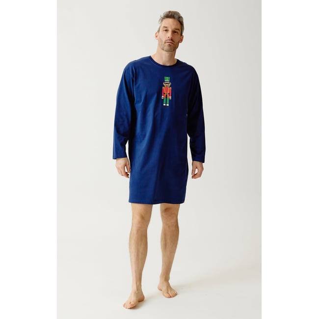 Maxi Tee-Shirt en jersey de coton épais imprimé Léon marine <span itemprop=