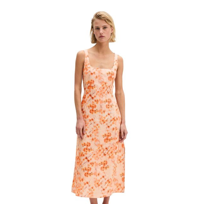 Robe en lin découpée shaped avec détail de nœud à l'arrière orange <span itemprop=