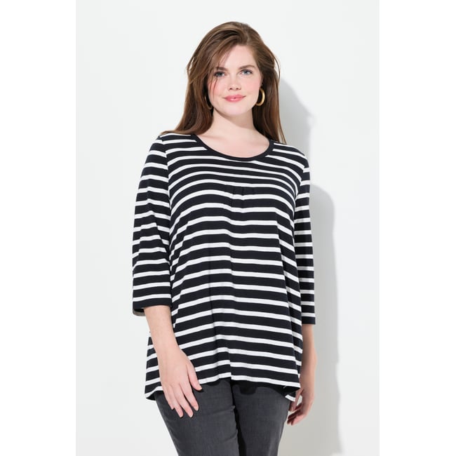 T-shirt rayé avec plis fantaisie - ULLA POPKEN