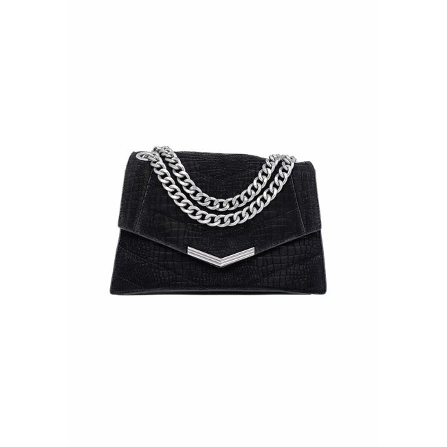 Bolso THE 1. Piel con estampado de cocodrilo ANIMALS Talla M negro <span itemprop=