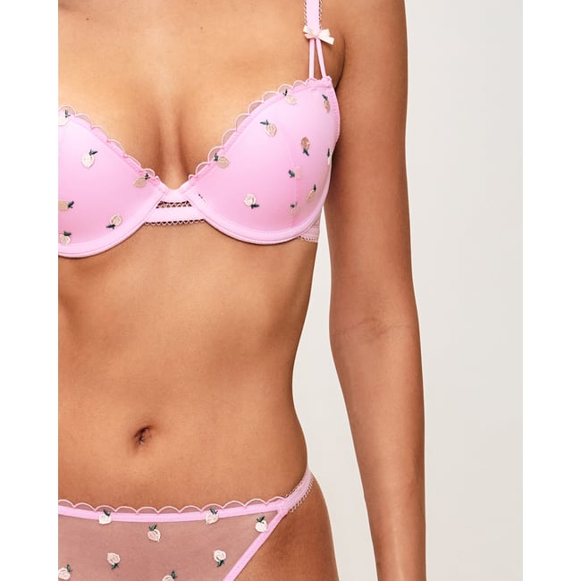 Soutien-gorge ampliforme en tulle broderies pêches PECHEPICANTIZ rose <span itemprop=