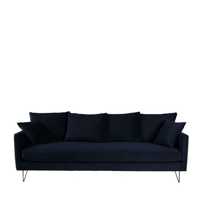 Canapé convertible 3 places en velours pieds épingles noirs - VILLABON - DRAWER