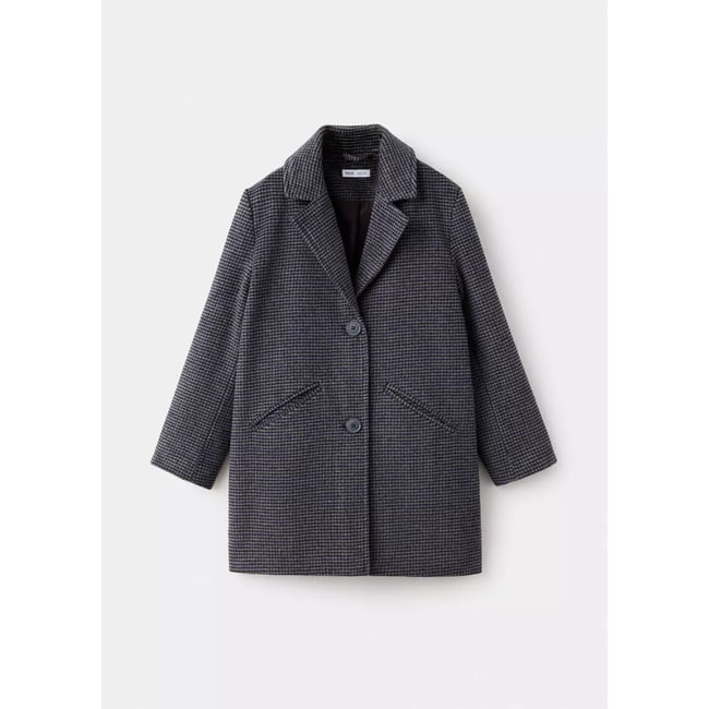 Manteau long pied-de-poule chocolat <span itemprop=