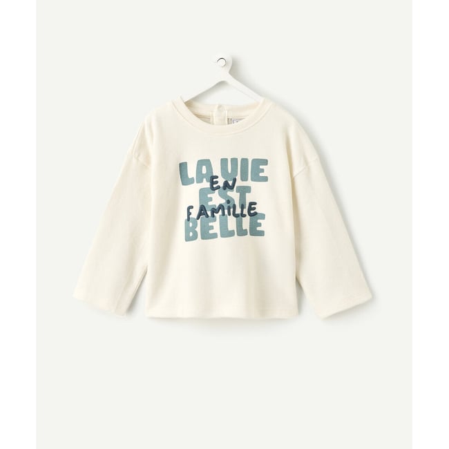 T-shirt maniche lunghe con scritta ecru  TAPE A L'OEIL