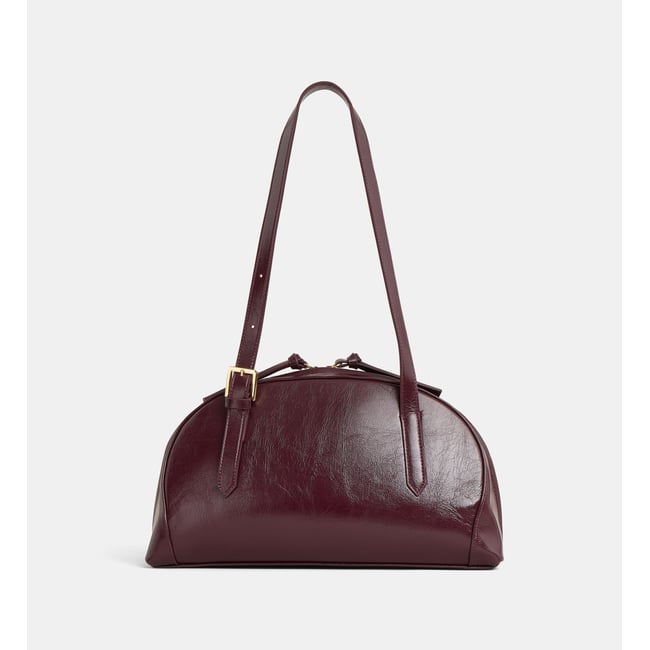 Sac à main dôme tiana vernis effet froissé prune <span itemprop=