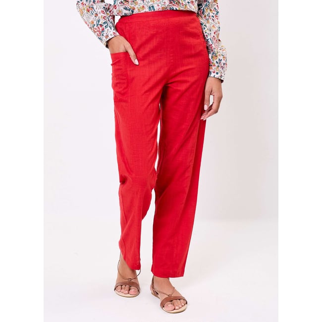 Pantalon coton bio droit avec poches DANI - LA FIANCÉE