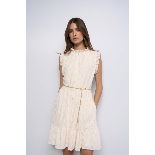 ROBE CHEMISE AVEC BRODERIES beige <span itemprop=