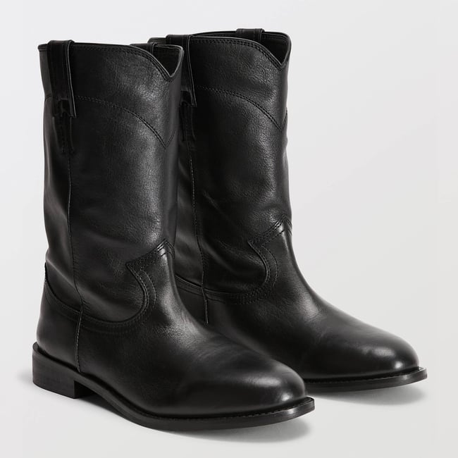 Bottes plates en cuir - MONOPRIX