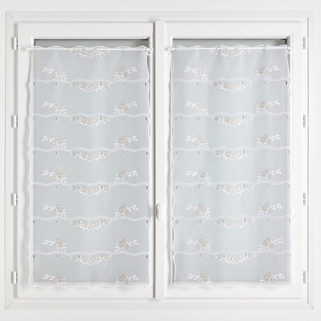 Modulable brodé avec motifs fleurs et feuilles - QABANE lin <span itemprop=