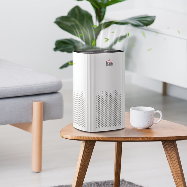 HOMCOM Purificateur d'air avec filtres HEPA et charbon actif 3 vitesses mode veille silencieux couverture 25 m² - blanc