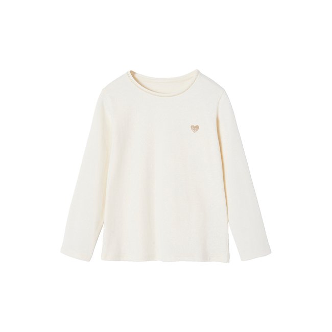 T-shirt Basics coeur pailleté manches longues - VERTBAUDET