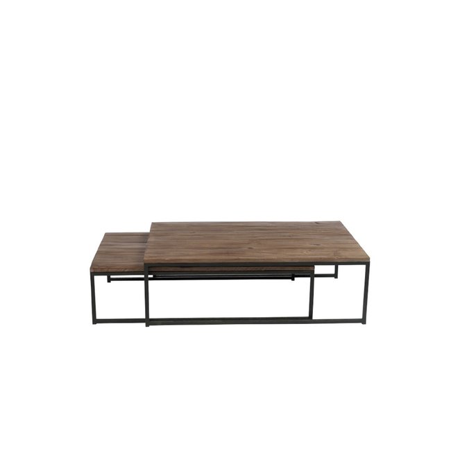 Tables basses gigogne en bois et métal - ALLEN Couleur bois foncé <span itemprop=