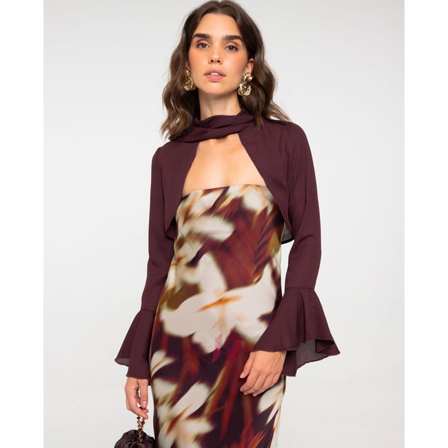 Veste en mousseline à manches longues bordeaux <span itemprop=