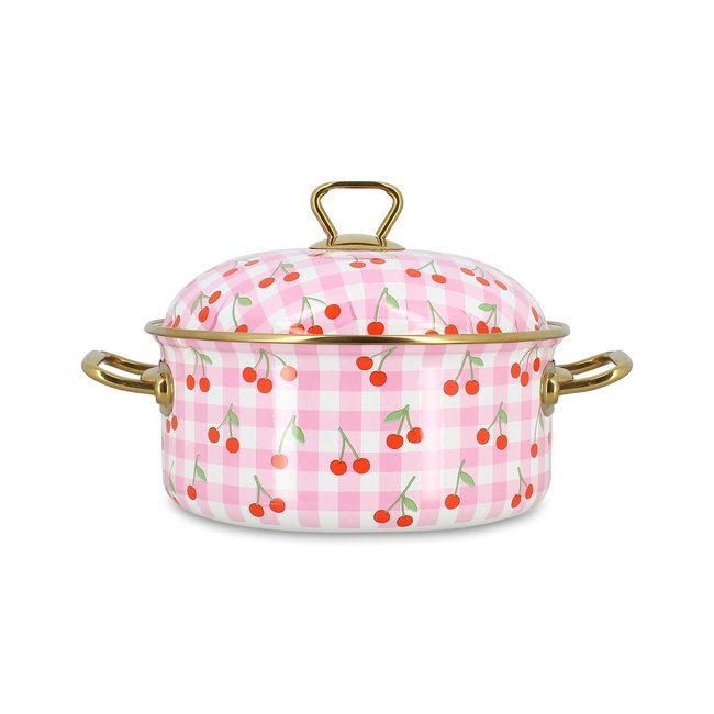Faitout 20cm en acier émaillé, VICHY CERISE rose <span itemprop=