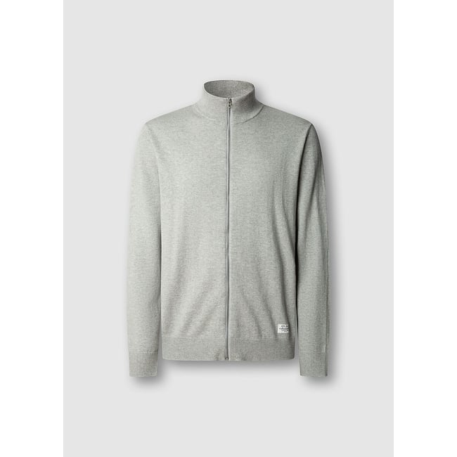 Sweat zippé col montant gris <span itemprop=