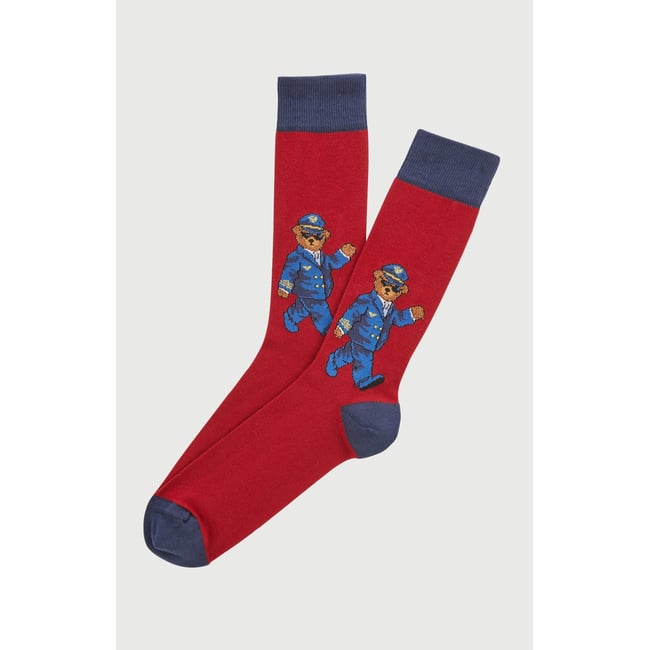 Chaussettes en coton imprimé Pilote de lit bordeaux <span itemprop=
