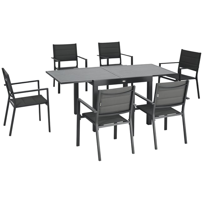 Ensemble de salon de jardin Aluminium Gris noir <span itemprop=