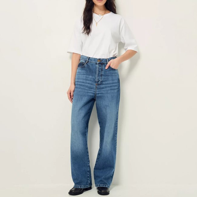 Paperlove wide leg jeans with high waist, faded denim, SESSUN