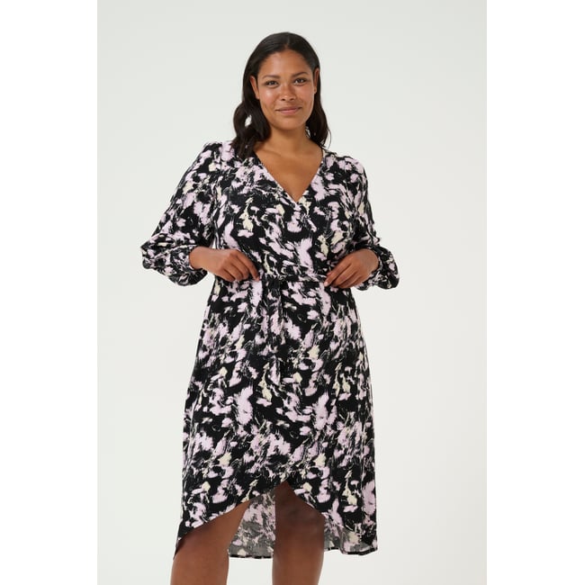 Dress noir/rose graphic strokes <span itemprop=