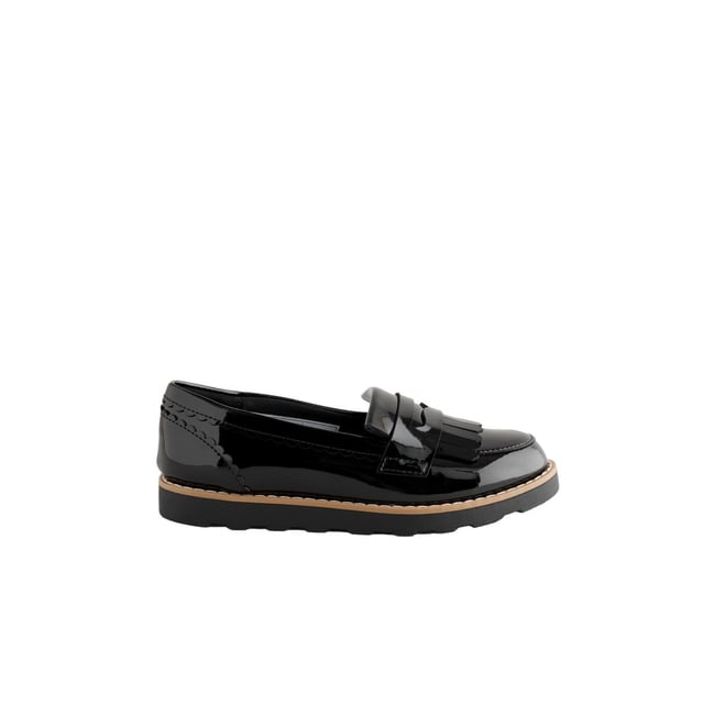 Mocassins d’école à franges noir <span itemprop=