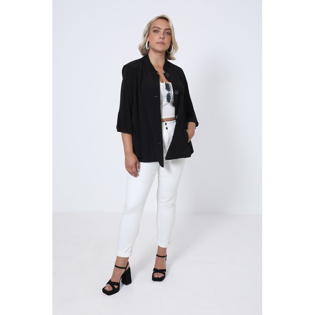 Veste fluide en crêpe noir <span itemprop=