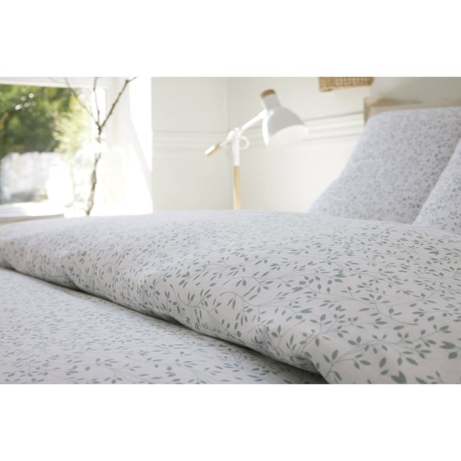 Housse de couette + taies gaze de coton Murmure blanc <span itemprop=