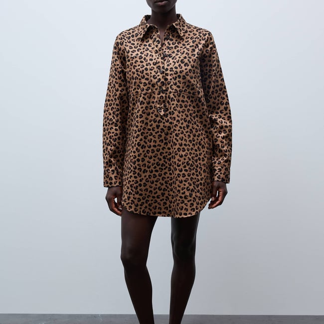 Robe courte manches longues imprimée en coton BIO GOTS marmotte <span itemprop=