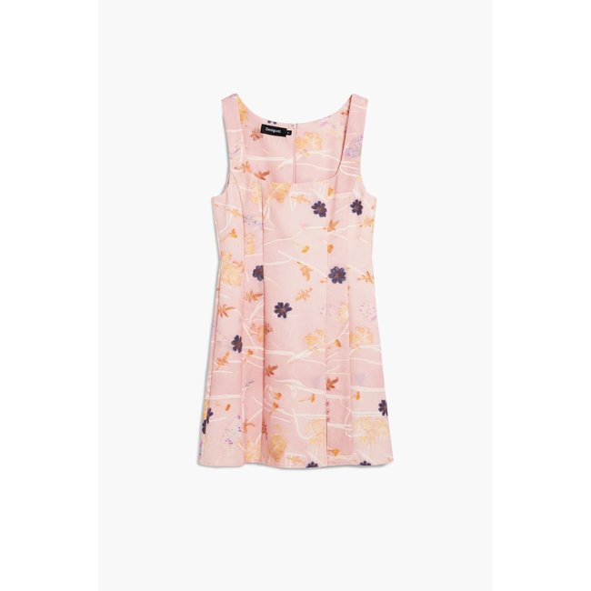 Robe courte à bretelles rose <span itemprop=